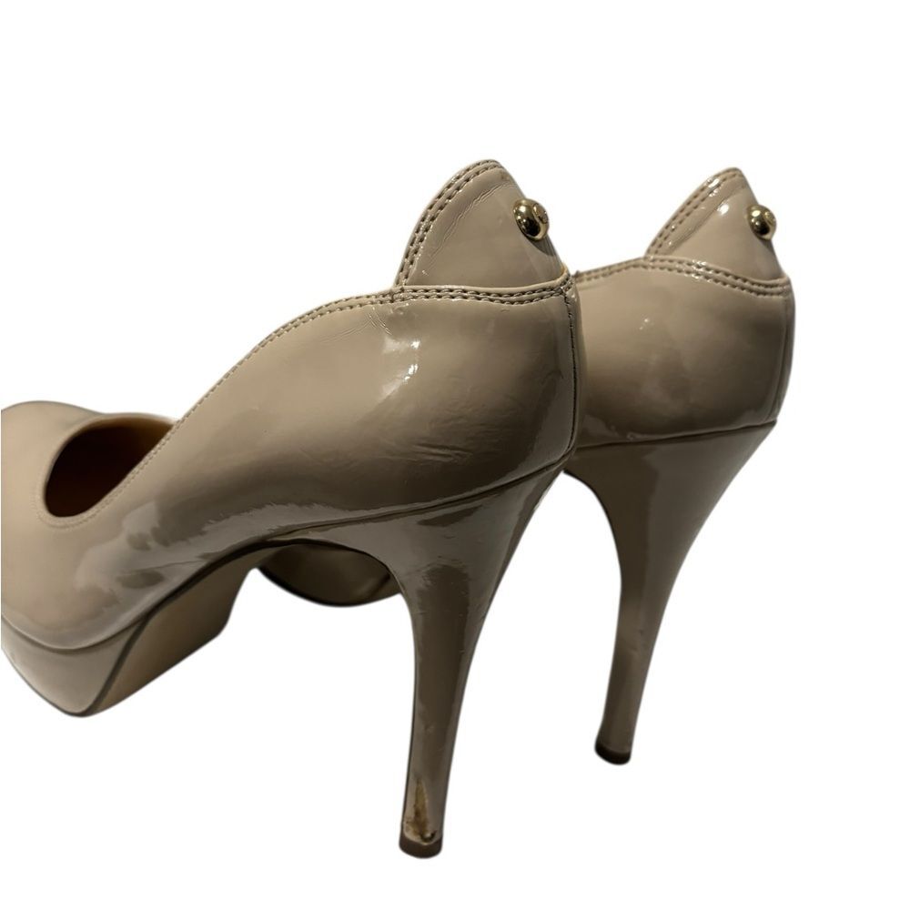 Guess Cream/Tan Platform Round Toe Patent Leather+ Stilletto High Heels-size 10M - Picture 4 of 10